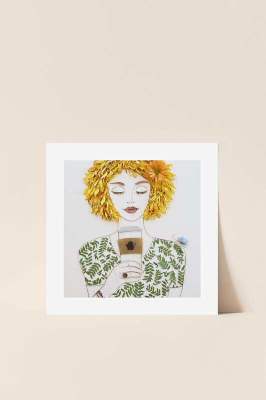 "But First, Coffee" Flower Print - Sister Golden