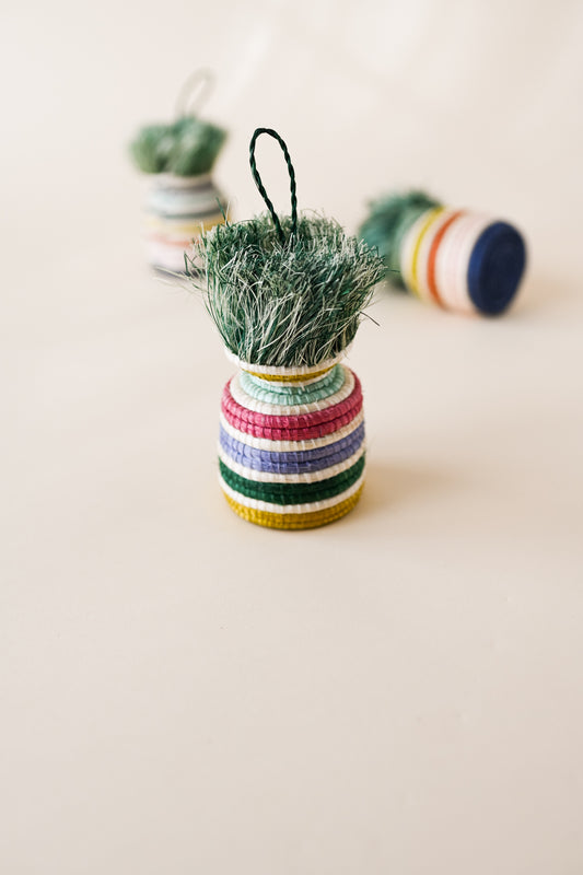 Striped Planter Basket Ornament